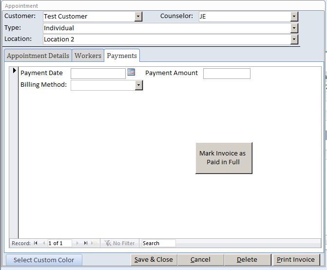 Counseling Appointment Tracking Template Outlook Style | Appointment Database