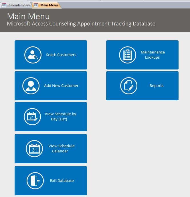 Counseling Appointment Tracking Template Outlook Style | Appointment Database