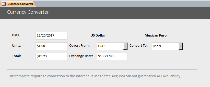 Currency Converter Database.