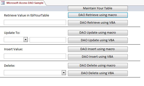 Microsoft Access Sample Code | Using DAO | Data Access Objects