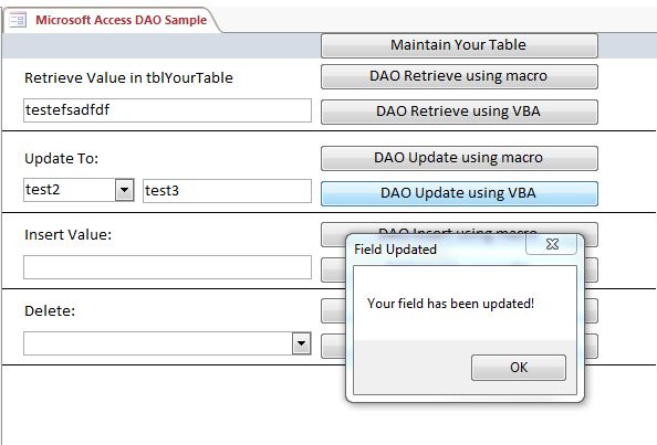 Microsoft Access Sample Code | Using DAO | Data Access Objects