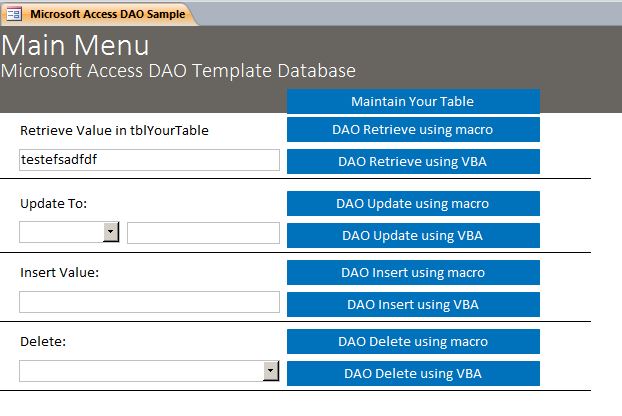 Microsoft Access Sample Code | Using DAO | Data Access Objects