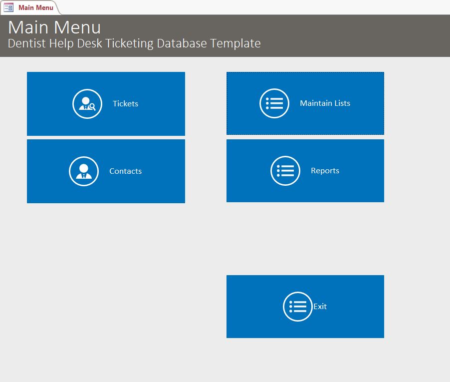 Dentist Help Desk Ticket Tracking Database Template | Tracking Database