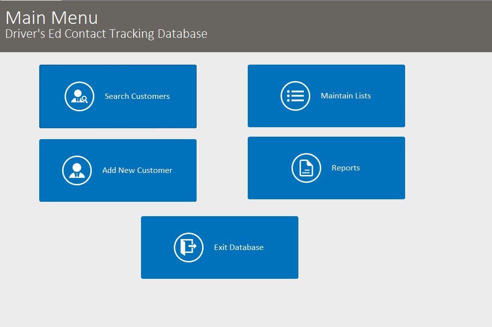 Microsoft Access Driver’s Ed Contact Tracking Database | WSI