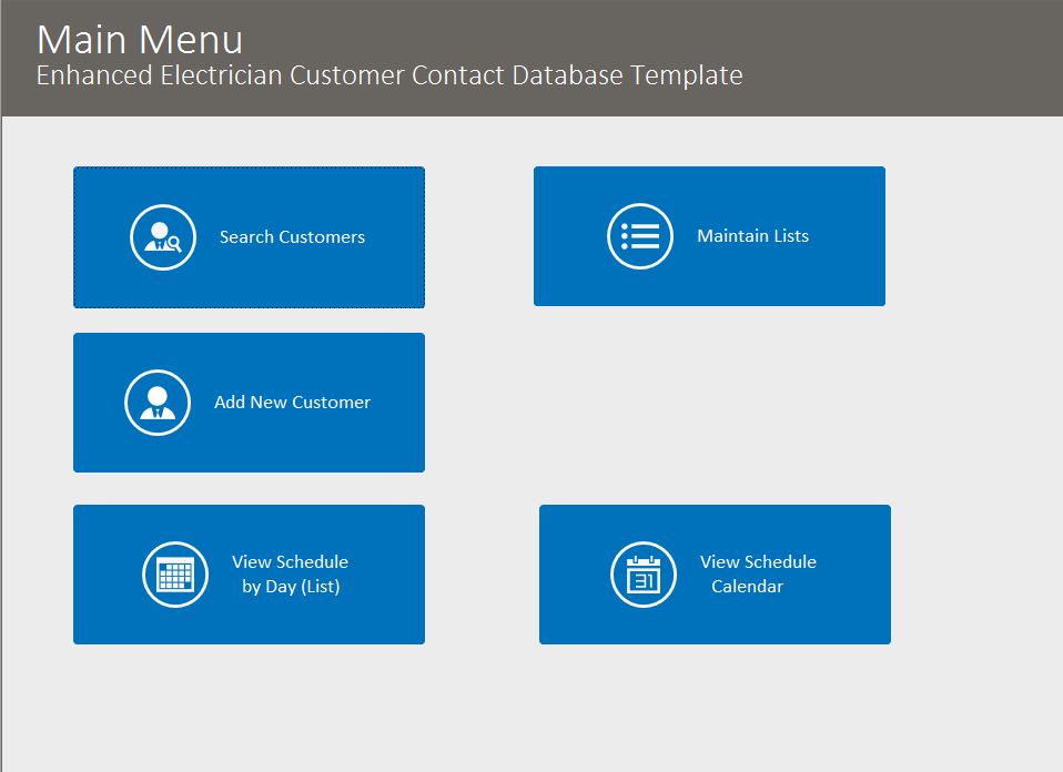 Electrician Enhanced Contact Database Template | Contact Database