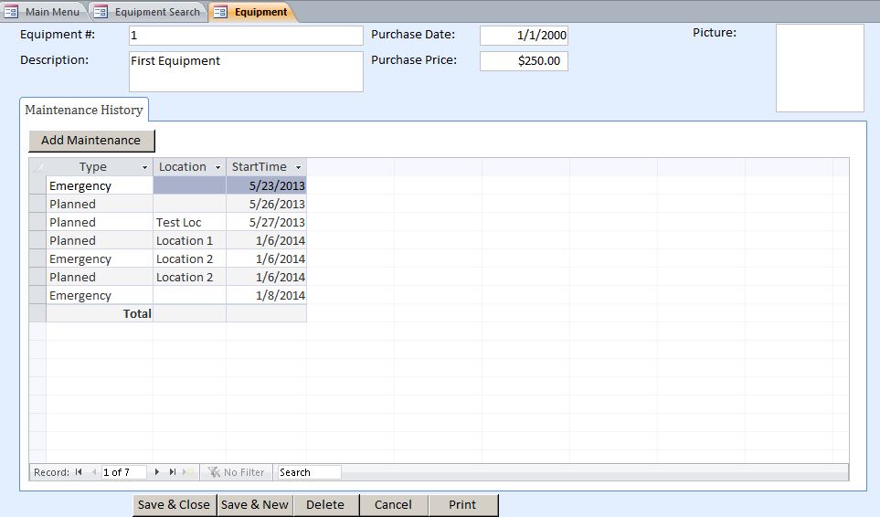 Electrician Equipment Maintenance Log Tracking Template | Equipment Database