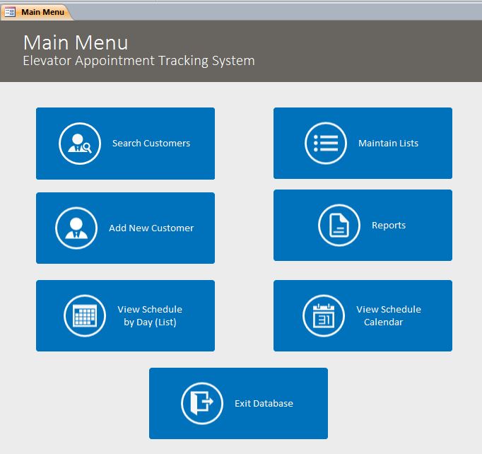 Elevator Appointment Tracking Database Template