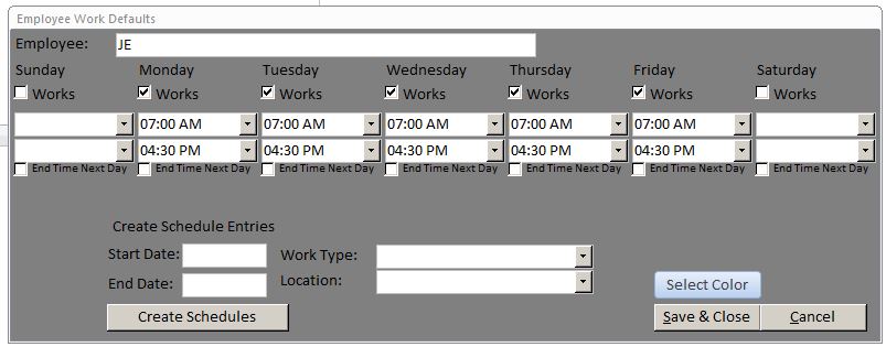 Employee Scheduling Database Template | Shift Scheduling Template