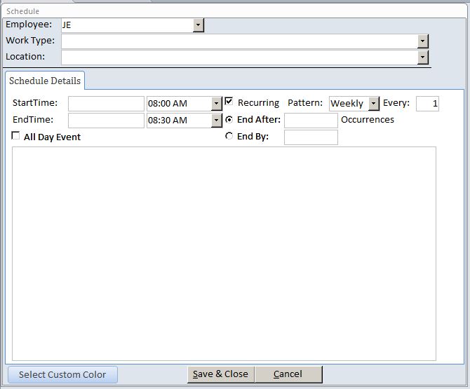 Employee Scheduling Database Template | Shift Scheduling Template