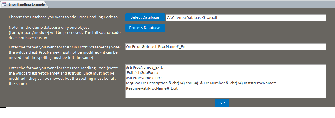 Error Handler Creator Template | Error Handler Creator Database