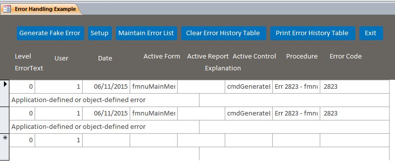 Error Handling Template | Error Handling Database