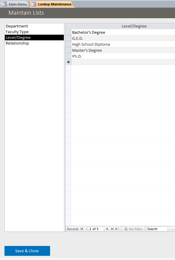 Microsoft Access Faculty Database | Comprehensive Faculty Management System