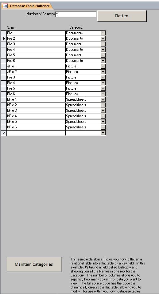 Table Flattener Template | Table Flattener Database