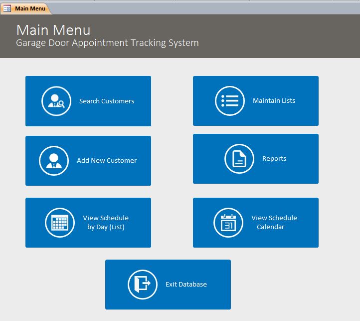 Garage Door Appointment Tracking Database Template | Appointment Database