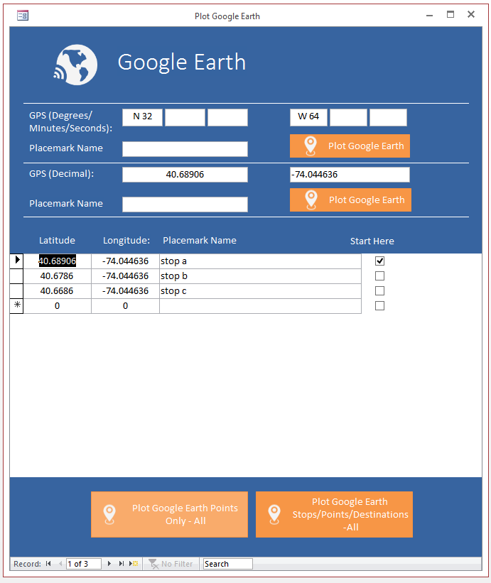 Google Earth Database Template | Microsoft Access