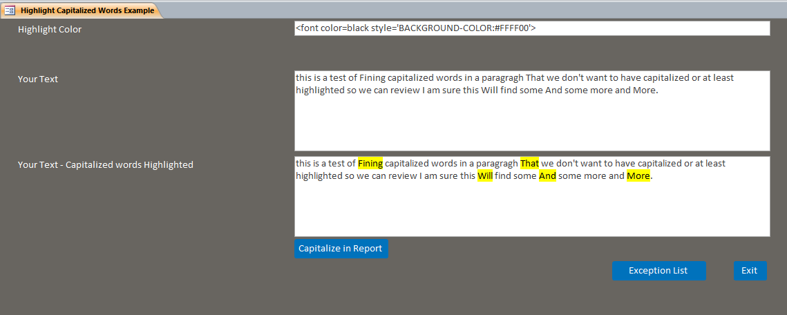 Highlight Capitalize Database | Highlight Capitalize Signature