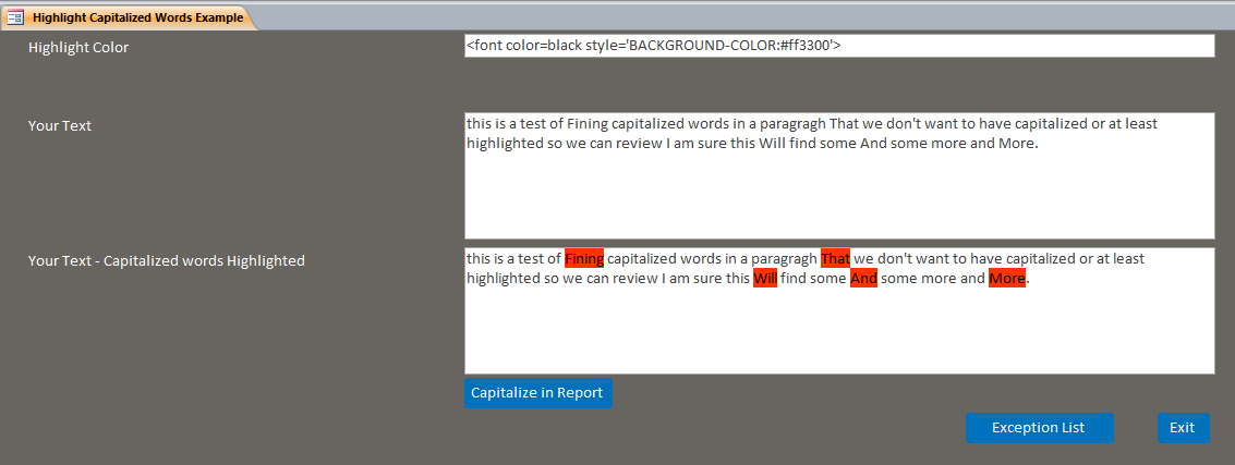 Highlight Capitalize Database | Highlight Capitalize Signature