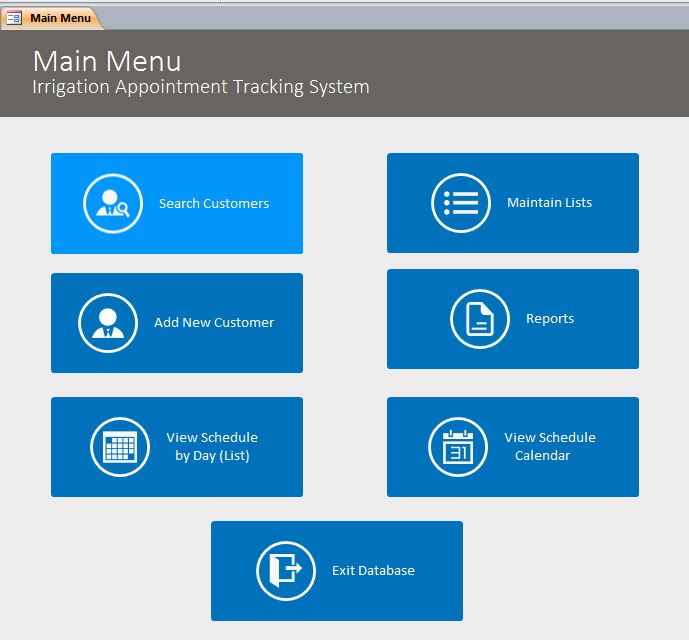 Irrigation Appointment Tracking Database Template | Appointment Database