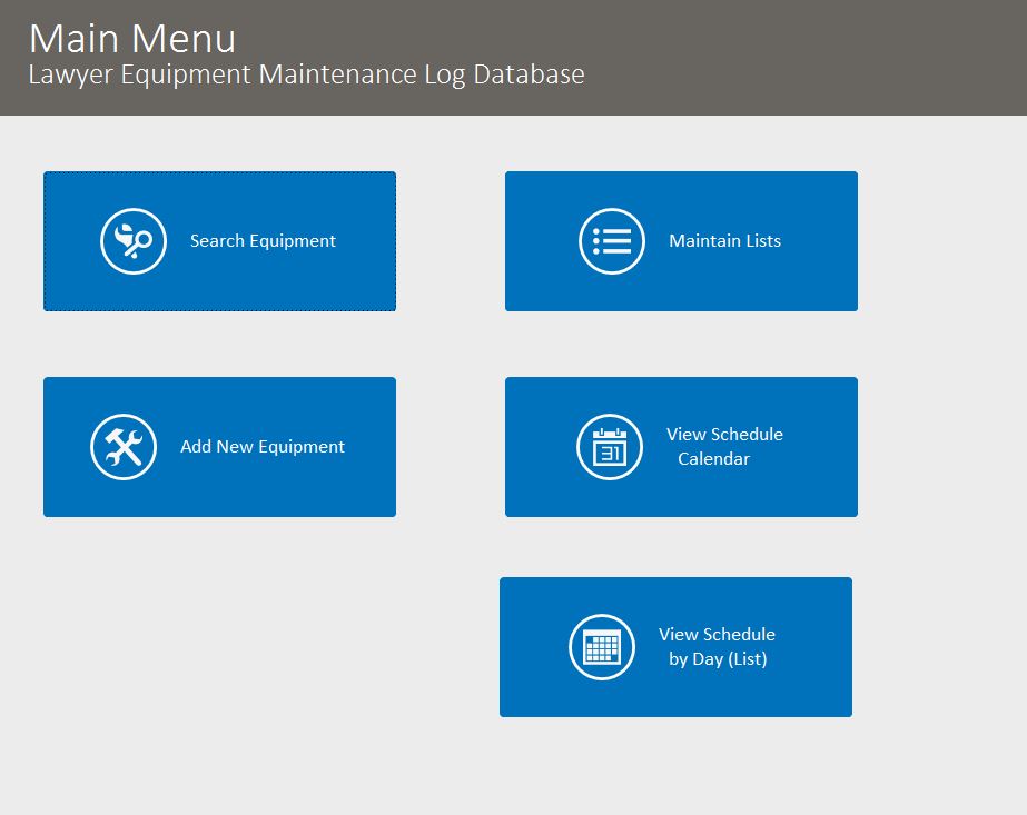 Lawyer Equipment Maintenance Log Tracking Template | Equipment Database