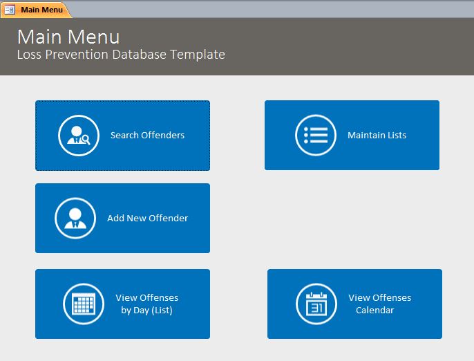 Loss Prevention Template |  Loss Prevention Database