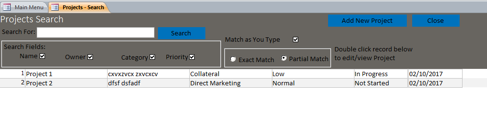 Marketing Project Management Database | PM Database