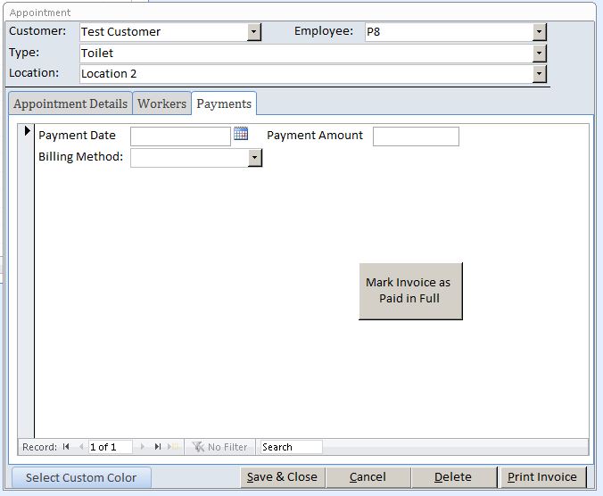 Mechanic Appointment Tracking Template Outlook Style | Appointment Database
