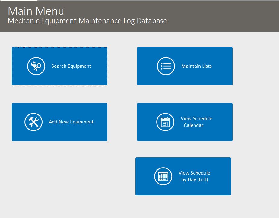 Mechanic Equipment Maintenance Log Tracking Template | Equipment Database