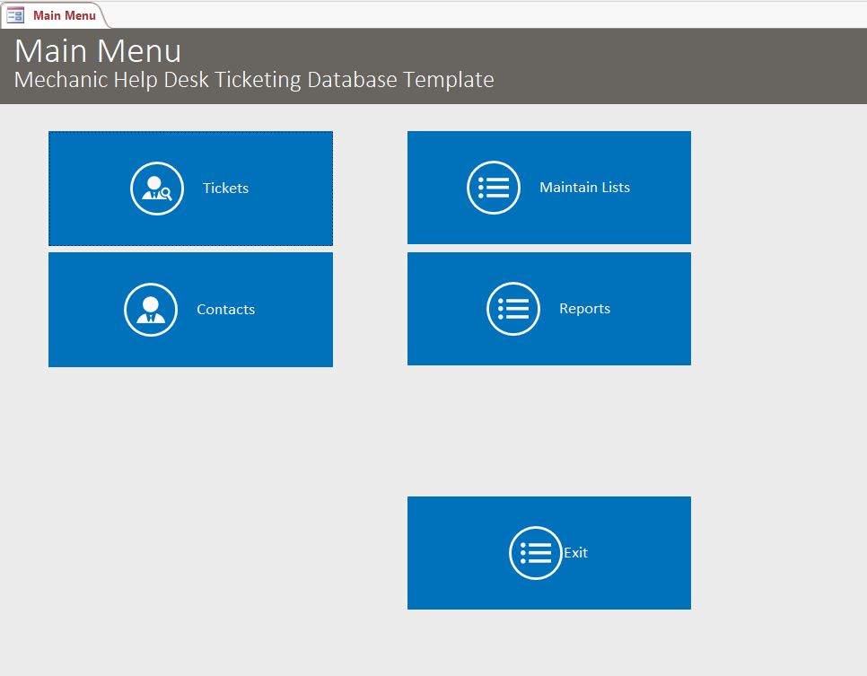 Mechanic Help Desk Ticket Tracking Template | Tracking Database