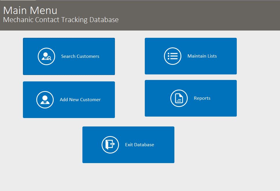 Mechanic Contact Tracking Database Template Outlook Style | Contact Database