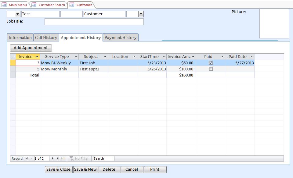 Mowing Lawn Care Database Template | Mowing CRM