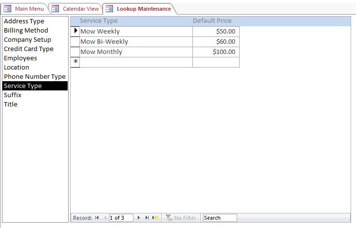 Mowing Lawn Care Database Template | Mowing CRM