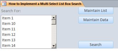 Multi Select List Box Search Template | Search Database