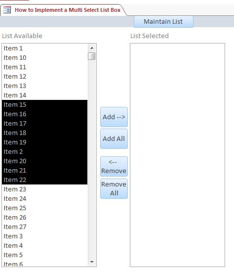 Microsoft Access Multi Select List Box Database | Using the List Box