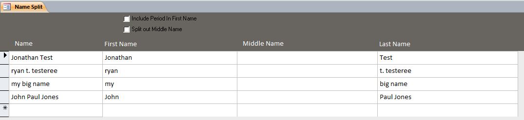 Name Split Database | Name Split Signature