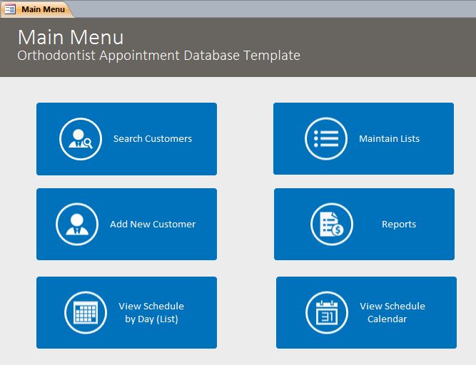 Orthodontist Appointment Tracking Template Outlook Style | Appointment Database