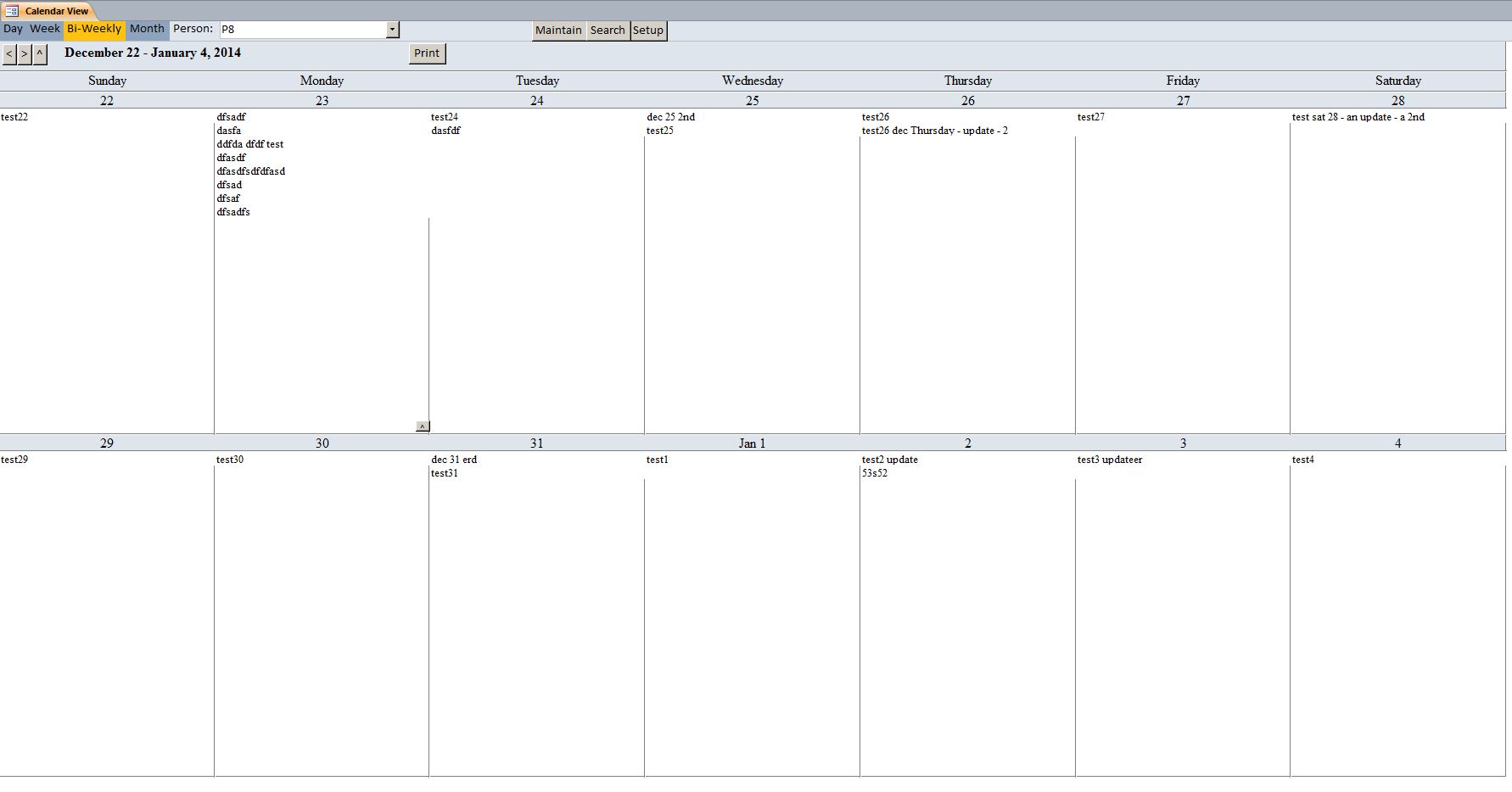 Basic Calendar Scheduling Database Template | Calendar Scheduling System