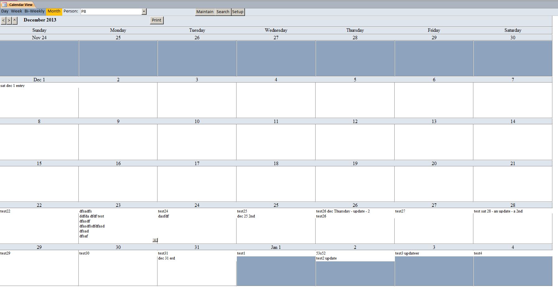 Basic Calendar Scheduling Database Template | Calendar Scheduling System