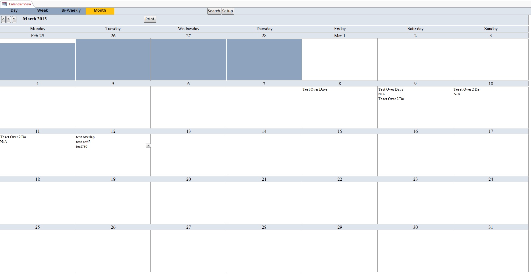 Calendar Scheduling Database Template | Calendar Database