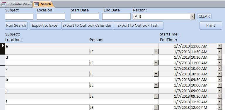 Enhanced Calendar Scheduling Database Template | Calendar Database