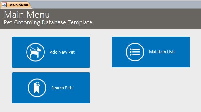 Pet Grooming Database Template | Pet Tracking Database