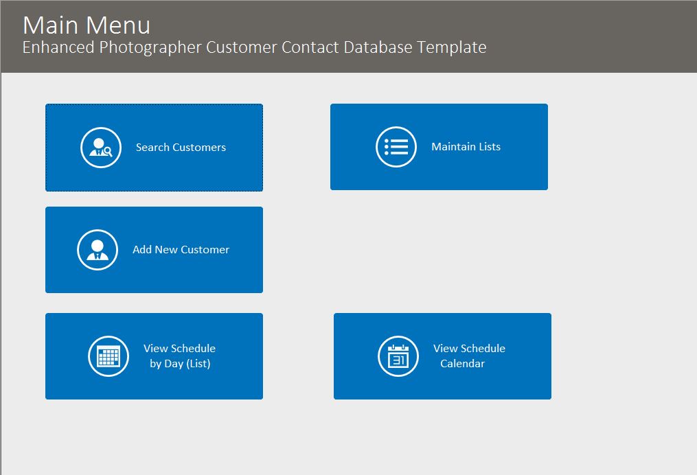 Photographer Enhanced Contact Template | Contact Database