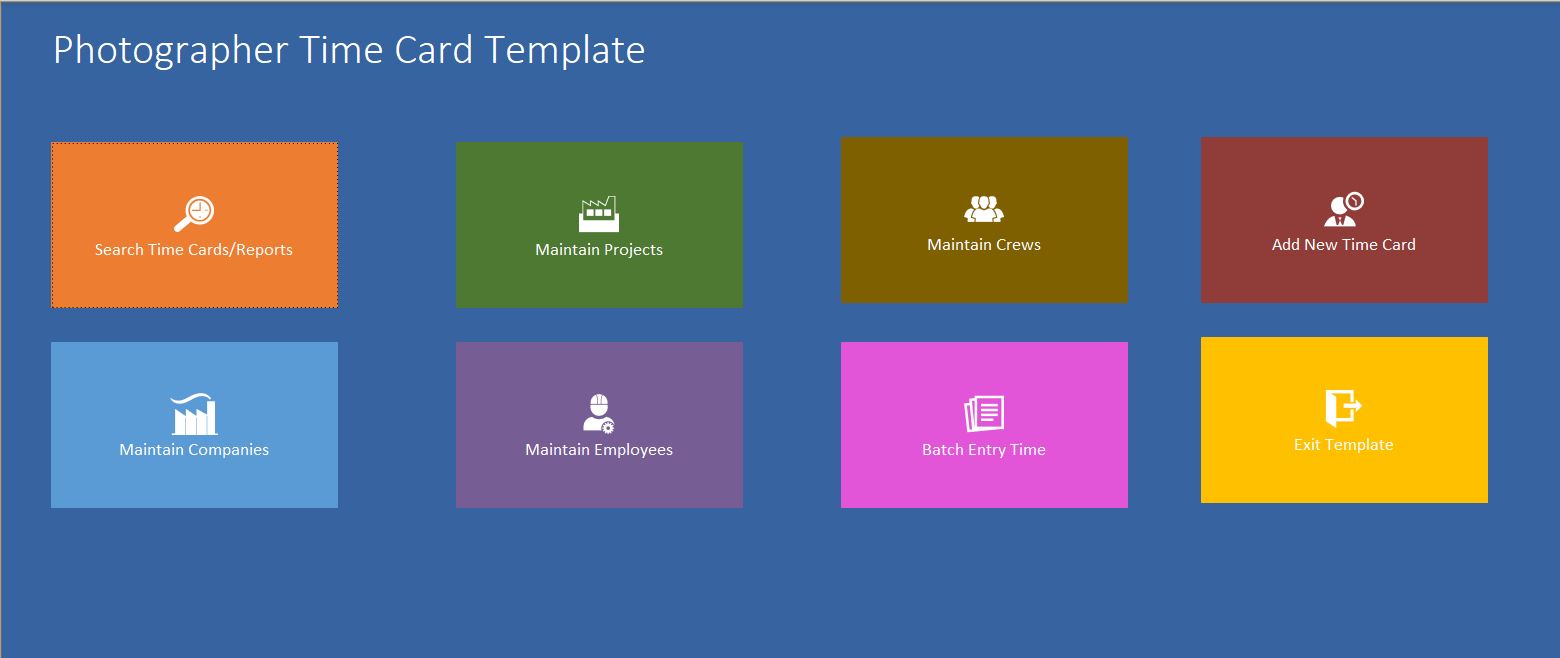 Photographer Time Card Template | Time Card Database