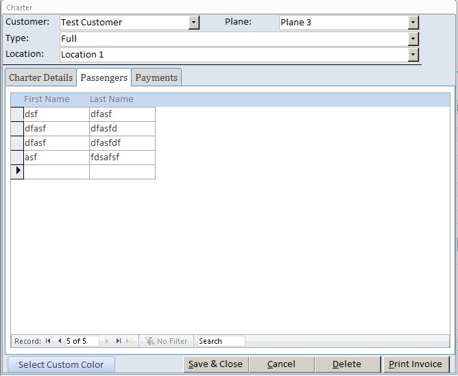 Plane Charter Reservation Database Template | Reservation Database