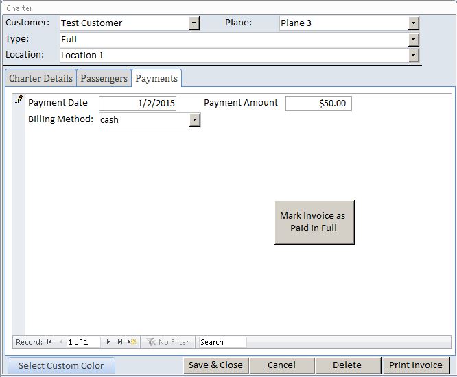 Plane Charter Reservation Database Template | Reservation Database