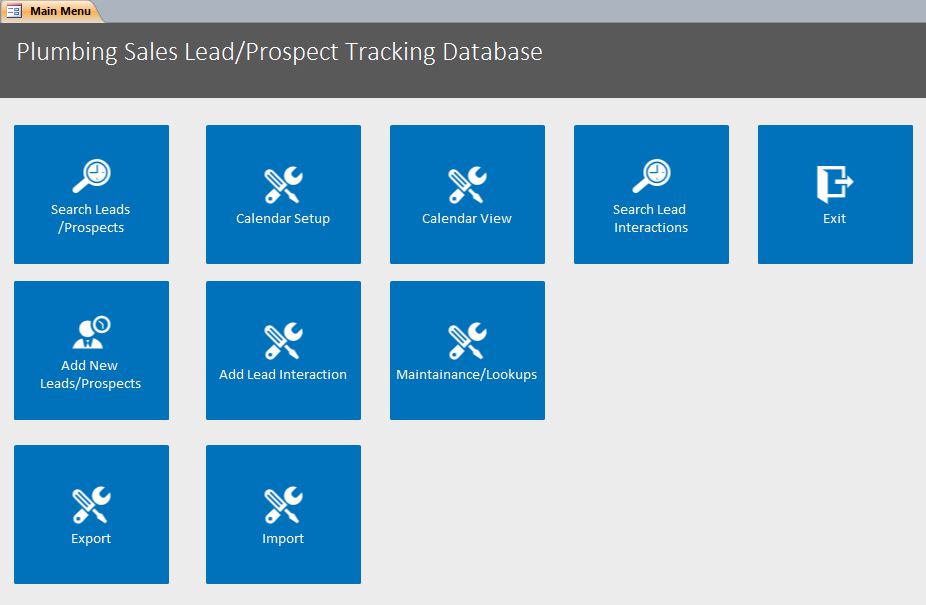 Plumbing Sales Lead/Prospect Tracking Template | Equipment Database