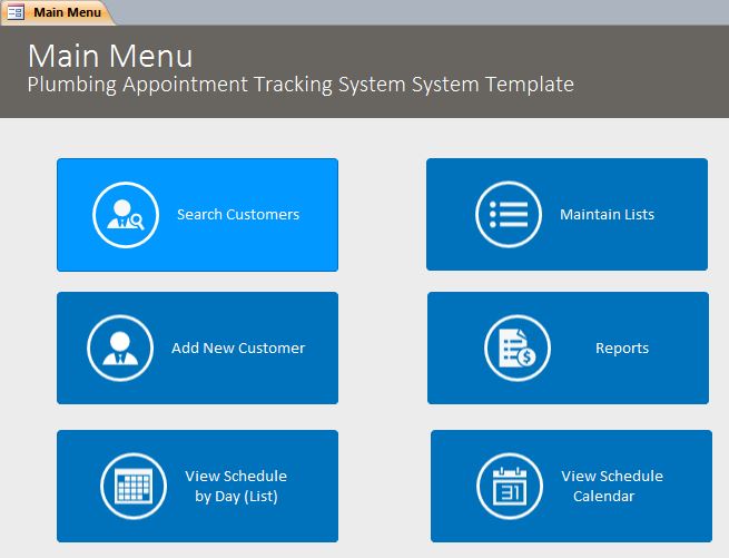 Plumbing Appointment Tracking Database Template | Appointment Database