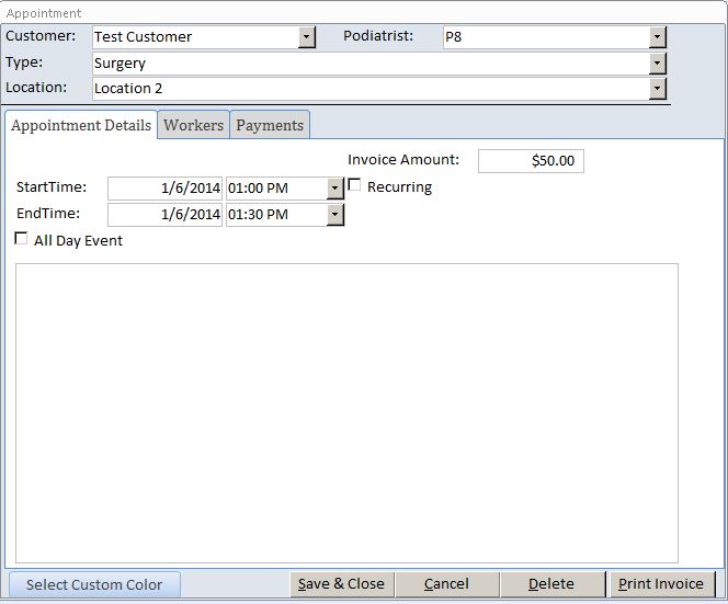 Podiatrist Appointment Tracking Template Outlook Style | Appointment Database