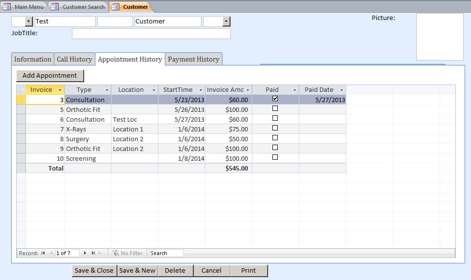 Podiatrist Appointment Tracking Template Outlook Style | Appointment Database