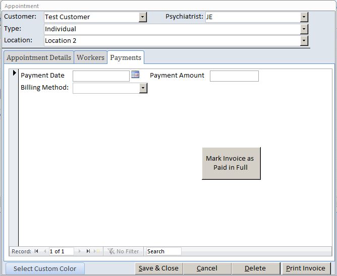 Psychiatrist Appointment Tracking Template Outlook Style | Appointment Database