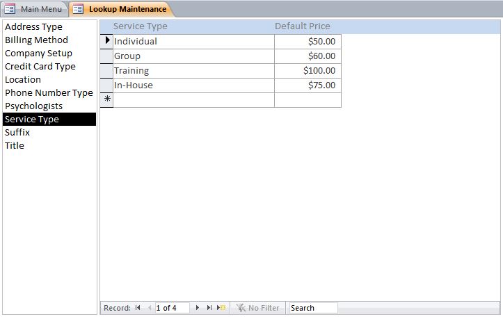 Psychologist Appointment Tracking Template Outlook Style | Appointment Database